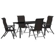 vidaXL 5-delat trädgårdsset svarta poly rattan