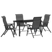 vidaXL 5-delat Trädgårds-Dining Set Grå Poly Rattan
