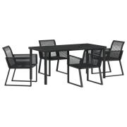vidaXL 5-delars Trädgårdsdining set Svart Poly Rattan