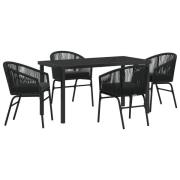 vidaXL 5-delat trädgårdsset svart poly rattan