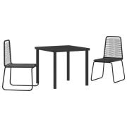 vidaXL 3 Delars Trädgårdsset Svart Poly Rattan