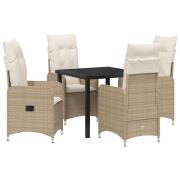 vidaXL 5 Delars Trädgårdsset Med Kuddar Beige Poly Rattan