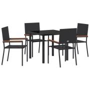 vidaXL 5-delars Trädgårds Dining Set Svart Poly Rattan