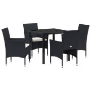 vidaXL 5-delat Trädgårds Matset Svart Poly Rattan