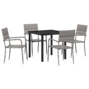 vidaXL 5-delat trädgårdsmöbelset Grå poly rattan