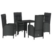 vidaXL 5-delat Trädgårdsmatsalsset Svart Poly Rattan
