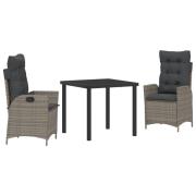 vidaXL Set om 2 Grå PE rattan Standard Avtagbara fodral Utomhusstol