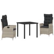 vidaXL Set med 2 Ljusgrå, Antracit PE Rattan, Pulverlackerad Stål 2-Si...