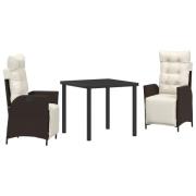 vidaXL 3-delars trädgårdsservis Brun Poly Rattan