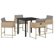 vidaXL 5 Delars Trädgårdsmöbelset med Kuddar Beige Polyrotting, vidaXL...
