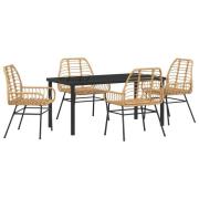 vidaXL 5-delat Trädgårdsmatset Brun Poly Rattan
