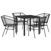 vidaXL 5-delars trädgårdsdiningset svart polyrotting