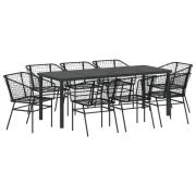 vidaXL 9-delars trädgårds matgrupp svart poly rattan