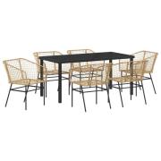 vidaXL 7-delad Trädgårds Matset Brun Poly Rattan