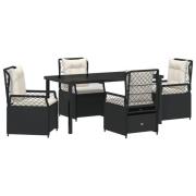 vidaXL 5 Delar Trädgårdsservering Set Svart Poly Rattan