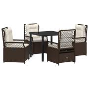 vidaXL 5-delat matbordset trädgård brun poly rattan