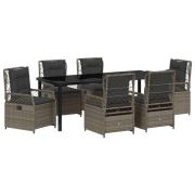 vidaXL 7-delad Trädgårdsdining Set Grå Poly Rattan