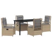 vidaXL 5-delars Trädgårdsdining Set Beige Poly Rattan