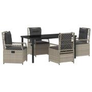 vidaXL 5-delat Trädgårdsset Ljusgrå Poly Rattan