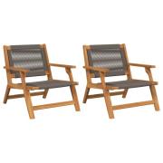 vidaXL Utemöbler Stolar 2 st Grå 67x77x73 cm Massivt Akaciaträ