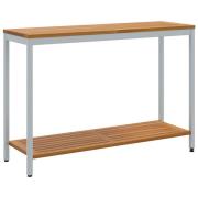 vidaXL Utebord Naturligt & Grått 35x110x75 cm Massivt Trä och Stål