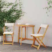 vidaXL 3 Delars Fällbart Bistro Set med Kuddar Solid Akaciaträ