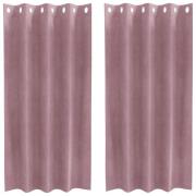 vidaXL Mörkläggningsgardiner med öglor 2 pack Mörkrosa Sammet