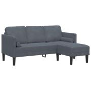 vidaXL 3-sits soffa med chaise L-format mörkgrå 160 cm sammet