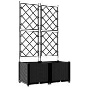 vidaXL Trädgårdsplanterare med trellis 2 st Svart 80x40x143 cm