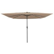 vidaXL Fyrkantigt Trädgårdsparasol med LED-lampor 295x245 cm Taupe