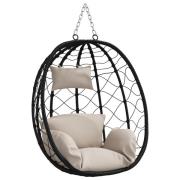 vidaXL Hängande Äggstol Korg utan Ställning Taupe Poly Rattan
