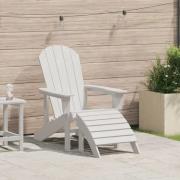 vidaXL Adirondackstol med fotstöd Vit HDPE