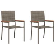 vidaXL Stapelbara Trädgårdstolar med Dynor 2 st Grå Poly Rattan