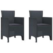 vidaXL Trädgårdstolar med Kuddar 2 st Antracit Poly Rattan