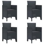 vidaXL trädgårdsstolar med kuddar 4 st Antracit Poly Rattan