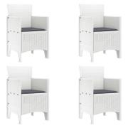 vidaXL Trädgårdsstolar med kuddar 4 st Vita Poly Rattan