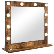 vidaXL Sminkspegel med LED-lampor Rökt Ek 60x55x18 cm