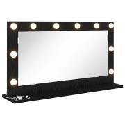 vidaXL Sminkspegel med LED-lampor Svart Ek 80x45x18 cm