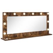 vidaXL Sminkspegel med LED-lampor Rökt Ek 100x45x18 cm