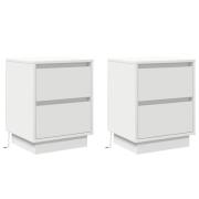 vidaXL sängbord med LED-lampor 2 st Vit 39x34,5x50 cm