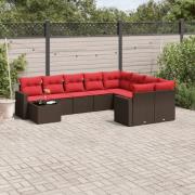 vidaXL Loungegrupp 10 delar med brun dynor konstrotting