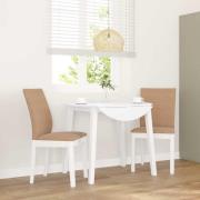 vidaXL Matstolar med dynor 2 st, vit, massivt trä, gummi