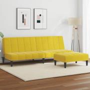 vidaXL Bäddsoffa 2-sits med fotpall gul sammet