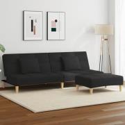 vidaXL Bäddsoffa 2-sits med fotpall svart tyg