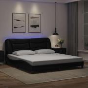 vidaXL Sängram med LEDs utan madrass svart 180x200 cm
