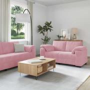 vidaXL Soffgrupp med dynor 3 delar rosa sammet