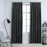 vidaXL Mörkläggningsgardiner 2 st m. krokar sammet antracit 140x175 cm