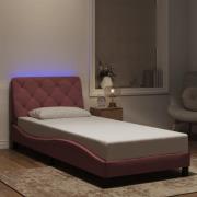 vidaXL Bed Frame with LED without Mattress Pink 90x200 cm Velvet