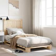 vidaXL Sängram med huvudgavel 90x200 cm massiv furu