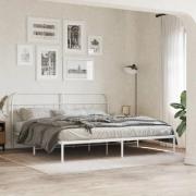 vidaXL Sängram med huvudgavel metall vit 200x200 cm